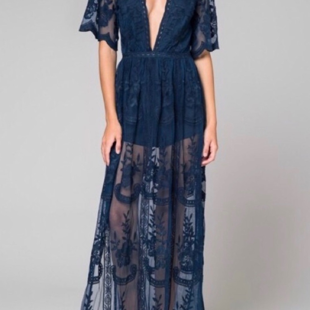 Honey Punch Lace Overlay Romper M